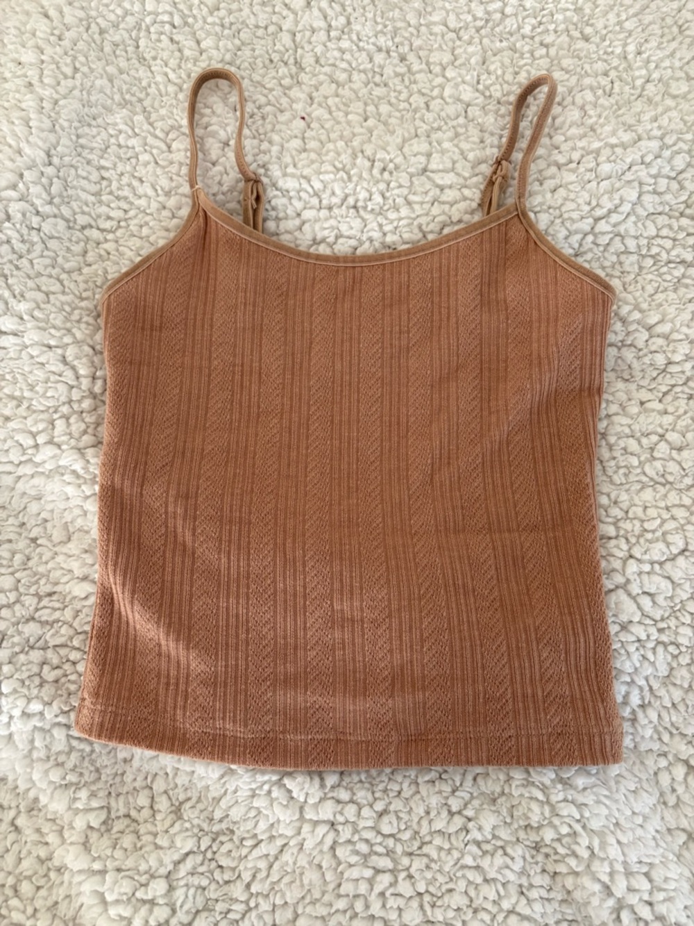 American Eagle Outfitters Rust-Colored Ribbed Spaghetti Strap Tank
